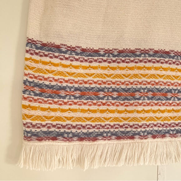 Madewell Short sleeved Cream Multicolor Knit Fringe Sweater Tee, S - Picture 5 of 11